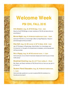 Psi Chi Welcome Week Events Fall 201536